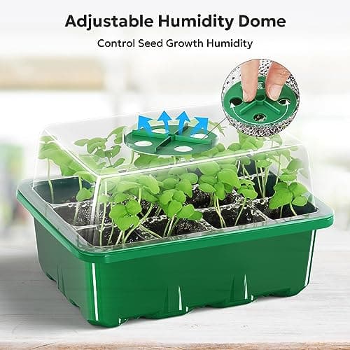 MIXC 10 Packs Seed Starter Tray Seed Starter Kit with Humidity Dome (120 Cells Total Tray) Seed Starting Trays Plant Starter Kit and Base Mini Greenhouse Germination Kit for Seeds Growing Starting - Thumbnail 3