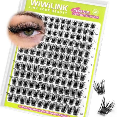 WiWiLINK Lash Clusters Fluffy DIY Lash Extension 8-16mm Wispy Eyelash Clusters D Curl Individual Eye Lashes Thick Volume False Eyelashes Mink Cluster Eyelash Extensions Thin Band for Salon, G04 - Image 1