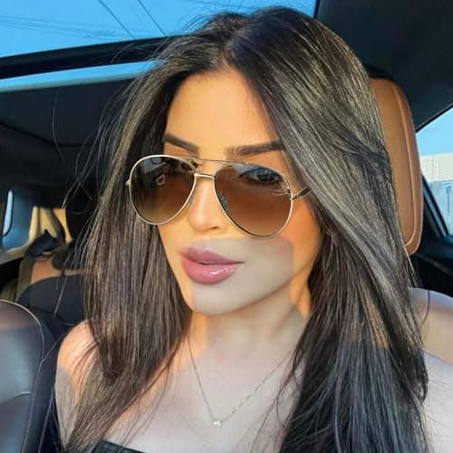 SODQW Oversized Aviator Sunglasses for Women Men Trendy Metal Sun Glasses With Double Bridge UV Protection - Thumbnail 2