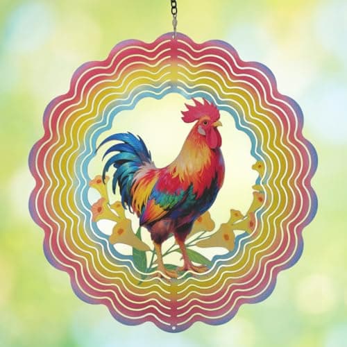 Wind Spinners Outdoor Chicken - Birthday Gifts for Women Mom, Hanging Wind Sculptures Wind Spinners, 12 inch 3D Wind Spinner for Garden Decor for Outside, Garden, Patio, Yard - Image 1