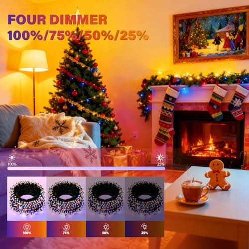 AHAWILL String Lights for Christmas Decor,50FT 150LED Classroom Lights, Waterproof Fairy Lights Indoor for Christmas Decor,Dimmable,8 Modes,Valentine's Day Home Decorations - Thumbnail 3