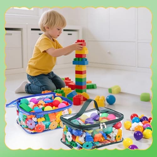 4 Packs Clear Toy Storage Bags, Colorful PVC Waterproof Toy Organizer with Zip Reusable Bags for Building Blocks, Board Game, Puzzles, Kids Books, Stationery - Thumbnail 5