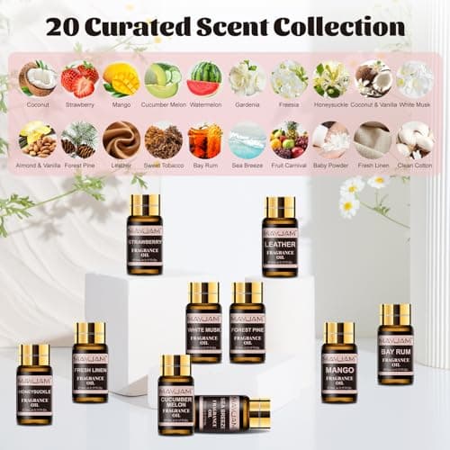 MAYJAM Fragrance Oil Gift Set, Top 20 Essential Oils Variety Pack for Diffusers for Home, Long Lasting Scented Oils for Soap Candle Making - 5ml/0.17fl.oz - Thumbnail 3