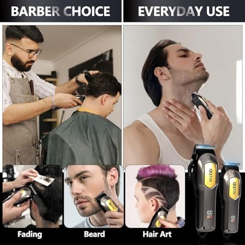 QQTIN Hair Clippers for Men, Cordless & Corded Professional Clippers Set, 7500RPM Rechargeable Hair Cutting Kit with Precision Blades & Guide Combs, Ideal for Barbers & Home Use (Silver) - Thumbnail 6