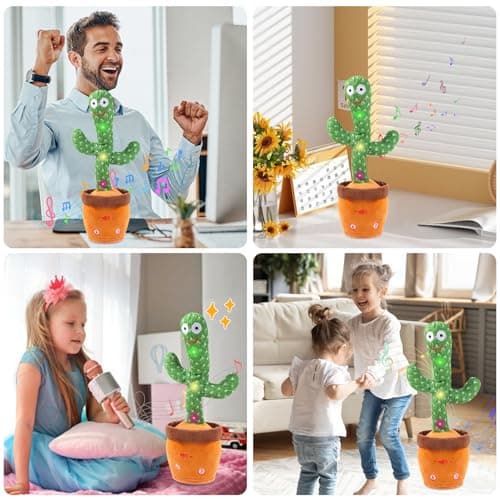 MIAODAM Dancing Talking Cactus Toy for Baby Toddler, Colorful Glowing Repeating What You Say, Singing Talking Mimicking Toy for Baby Dancing Cactus,Toys Gift for Kids Baby 1 Year Old - Thumbnail 6