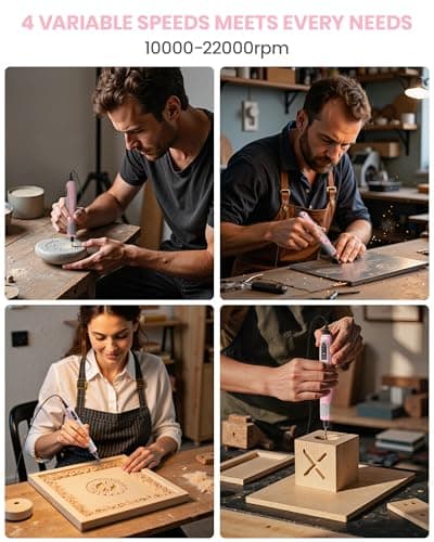 SCHTUMPA Rotary Tool Kit, Corded Rotary Tool, 4 Variable Speed, 10000-22000RPM, Lightweight, for Sanding, Engraving, Polishing, Grinding, Drilling, Carving, and Jewelry Making - Thumbnail 6