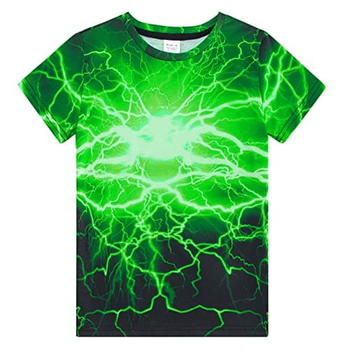 Funnycokid Boys Shirts Neon Green 4t 5t Toddler Kids Girls T-Shirts Lightning Clothes Tops Tees Graphic Short Sleeve Birthday Cool 4-5 Years - Image 1
