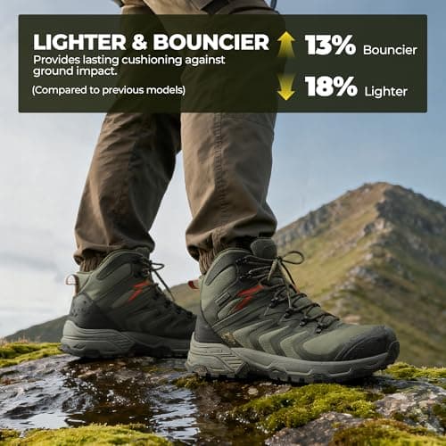 NORTIV 8 Men's Waterproof PRO Hiking Boots Outdoor Lightweight Non-Slip Arch Support Trekking Camping Ankle Boots Armadillo 3.0,Size 14,Army Green,NMUMHB2508 - Thumbnail 6