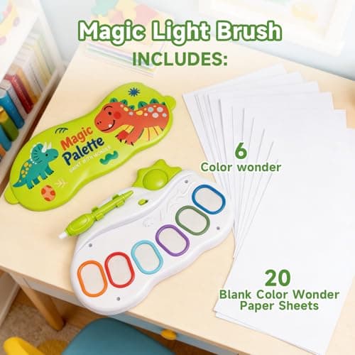 KnwkUY Kids Magic Set,Magic Light Brush,Essential Easter Basket Stuffers & Gifts, Girls Boys Toys Age 4,Gift Pattern Hollow Mold - Thumbnail 3