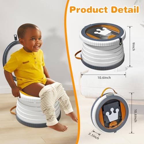 2025 Upgraded Portable Potty Training, Travel Potty for Toddler, portable toilet for kids Foldable, Apply to Seat Emergency Toilet for Camping, Outdoor,Car,3 rolls of garbage bags (Transparent-Gray) - Thumbnail 5
