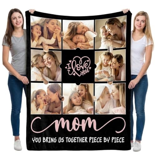 Mothers Day Gifts, Customized Gifts for Mom from Daughter, Custom Photo Blanket Personalized Picture Blankets, Soft Flannel Material - Image 1