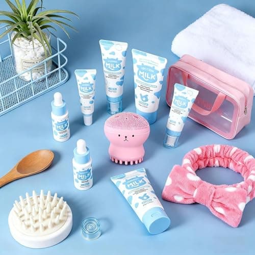 Milk Skincare Set for Kids & Teens, 12 IN 1 Moisturizing & Gentle Milk Skin Care Set For Kids Girl Ages 8-12, Face Care Kit, Skincare For Girls 10-12, All Skin Types - Thumbnail 3