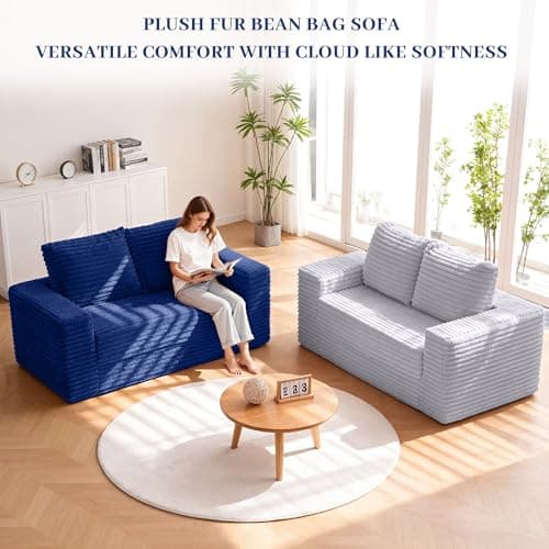 HABUTWAY Convertible Folding Sofa Bed Couch,3 in 1 Pull Out Couch Bed,Loveseat Sleeper Sofa Bed,Boneless Couches with Pillows for Living Room Bedroom, Blue - Thumbnail 5