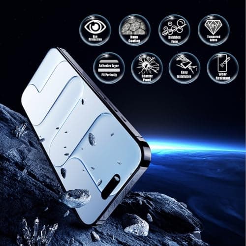 JESOHO Anti Glare Screen Protector for iPhone Air(6.5 inches) Blue Light Blocking, Anti-Reflective Military-Grade Shatterproof HD Tempered Glass with Easy Installation Tray,Touch Sensitive,9H,2 Pack - Thumbnail 5