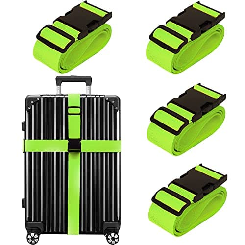 Luggage Straps for Suitcases TSA Approved Travel Belt 4 Pack by Chelmon (Green)