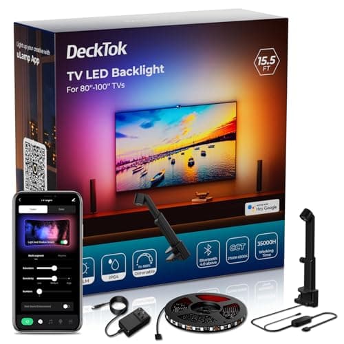 DeckTok TV LED Backlight 15.5ft - TV Lights That Change with Screen for 55-100'' RGB LED Strip Lights Cuttable with Smart App Control Game & Music Sync Color Changing Light for Home Decor - Image 1
