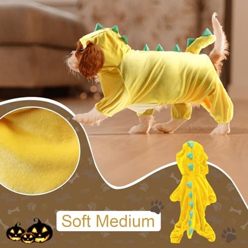 NACOCO Halloween Dog Dinosaur Costume - Pet Clothes Design Hoodie Yellow for Medium & Large Dog(Yellow, 2XL) - Thumbnail 4