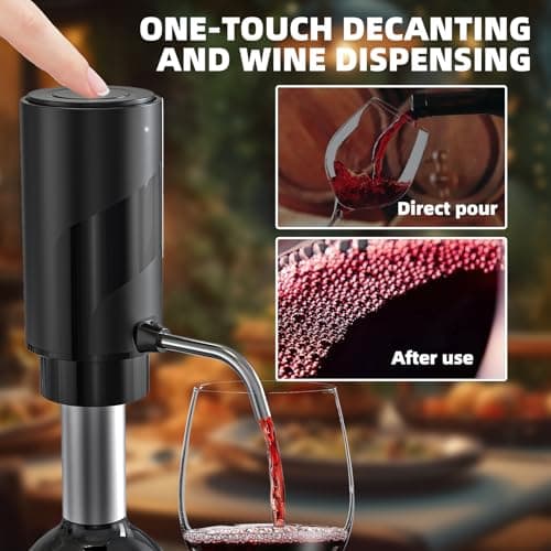 AREYCVK Wine Aerator Electric Wine Decanter Automatic Wine Aerator, Wine Dispenser Wine pourer with USB Rechargeable,Wine Lover for women&Men(Black-ABS) - Thumbnail 2