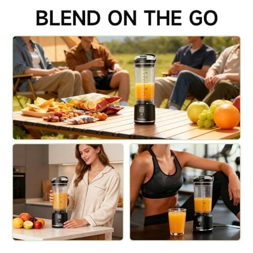 Portable Blender for Smoothies and Shakes, 18oz Rechargeable Electric Personal Juicer Cup with Dual Mode, 6 Sharp Blade Drink Mixer Bottle with Leakproof-Lid & Sip Spout for Kitchen/Travel/Gym - Thumbnail 6