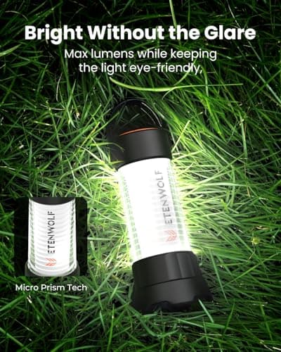 ETENWOLF 2-in-1 Lantern and Flashlight,6 Modes 1000LM Rechargeable Camping Light,5000mAh Super Bright Flashlight with UV,Waterproof Portable Tent Light for Camping,Emergency Light,Power Outage - Thumbnail 5