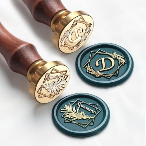 VSECUON Letter D Wax Seal Stamp Rosemary Initial D Wax Seal Kit, 2pcs Value Pack with Vintage Rosewood Handle Decorative Gift for Wedding Art Invitations Christmas - Image 1