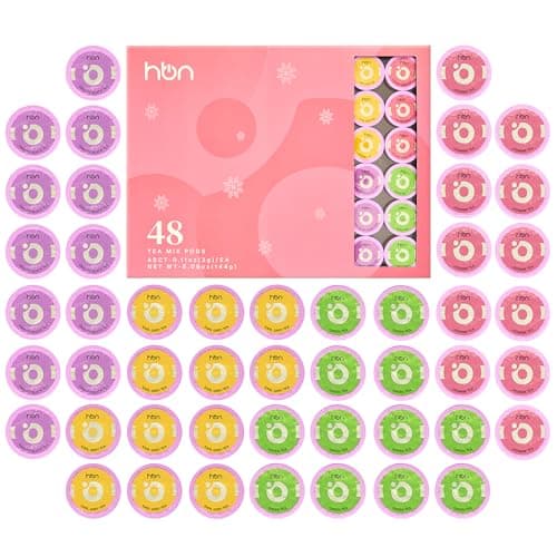 HBN Tea 48-Count Sampler Variety Pack for K-Cup Brewers, Healthy & Energizing Tea Capsules, Gift Box Set (Green, English Breakfast, Earl Grey, Jasmine) - Image 1