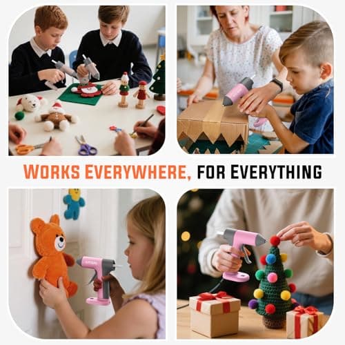 Katerk Cordless Hot Glue Gun Kit, 30s Fast Heating, Mini Glue Gun with 20 Glue Sticks, Compact & Portable with 2500mAh Built-in Battery, Auto Shut-Off, Perfect for DIY, School Crafts & Repairs (Pink) - Thumbnail 6