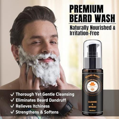 XIKEZAN Beard Kit for Men Grooming & Care w/Beard Conditioner, Wash, Oil, Balm, Brush, Comb,Birthday Fathers Valentines Gifts for Men Him Dad Husband Boyfriend Christmas Gifts Mens Stocking Stuffers - Thumbnail 3