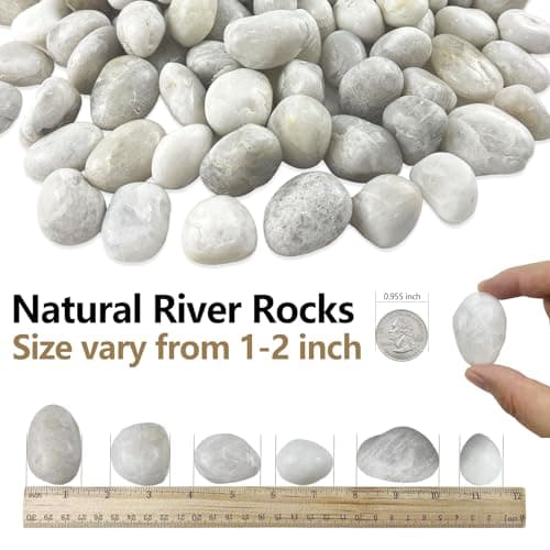 Garrdeen 15LB White Rocks, High Polished 1–2 inch Decorative Rocks for Plants, Lava Rocks for Plants, White Pebbles for Indoor Plants, Aquarium & Fish Tank Rocks,Garden Landscaping River Stones - Thumbnail 2