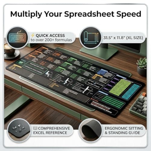 Zoolyx Excel Cheat Sheet Desk Pad - AI Copilot Ready with Logic Decision Tree - Large Shortcut Mouse Pad for CPAS, Finance & Data Analysts 31.5"x11.8" - Thumbnail 2