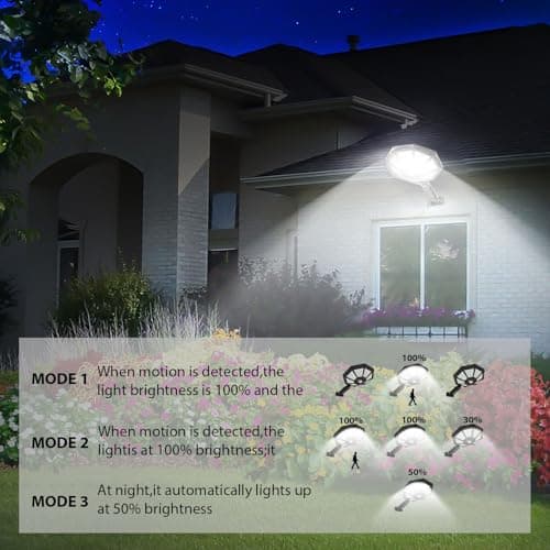 Solar Street Lights Outdoor Waterproof，IP65 Outdoor Solar Lights Dusk to Dawn，168 LED Flood Motion Sensor for Parks Courtyards, 2 Pack - Thumbnail 4