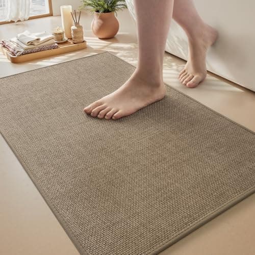 MontVoo Bath Mat Rug-Ultra Thin Non Slip Bath Mats for Bathroom Mat Quick Dry, Rubber Backing Washable Bathroom Rugs Fit Under Door, Absorbent Bath Rugs for Floor,20"x32",Khaki - Image 1