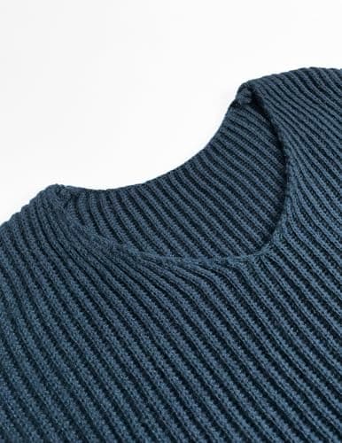 Libsorge Womens Oversized V Neck Button Sweater Spring 2026 Ladies Dressy Casual Tops Ribbed Knit Long Sleeve Pullover Sweaters Haze Blue S - Thumbnail 4