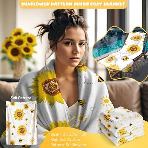 Sunflower Gift Baskets for Women,Sending Sunshine Unique Birthday Cheer Up Box Self Care Package,Get Well Soon Spa Gifts Set Box w/Blanket - Thinking of You Gift for Her,Girls,Women,Sister,Mom - Thumbnail 4