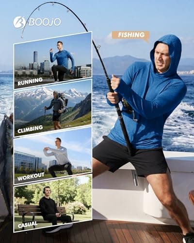 BOOJO 4 Pack Sun Hoodie for Men - UV UPF 50+ Fishing Shirts Long Sleeve Lightweight Tops for Athletic Running Gym Workout - Thumbnail 2