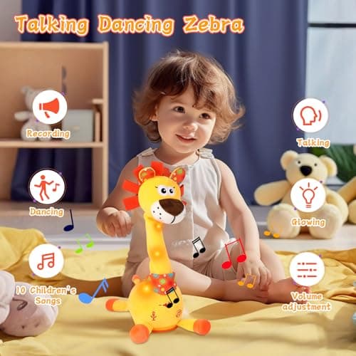LUKETURE Dancing Talking Lion Plush, Interactive Stuffed Animal Toy, Musical Plush with Record & Repeat, Sings 10 Songs, LED Lights - Thumbnail 2