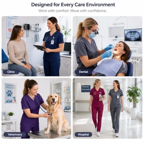 YEZEX Scrubs for Women Set, Stretch V-Neck Top & Jogger Scrub Pants, CeilBlue - Thumbnail 6