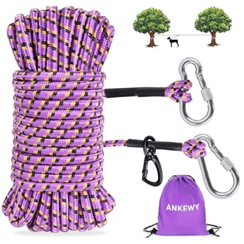 Dog Tie Out Cable for Camping 50ft, Dog Runner for Yard Hold up to 350lbs, Portable Camping Essentials for Outside - Image 1