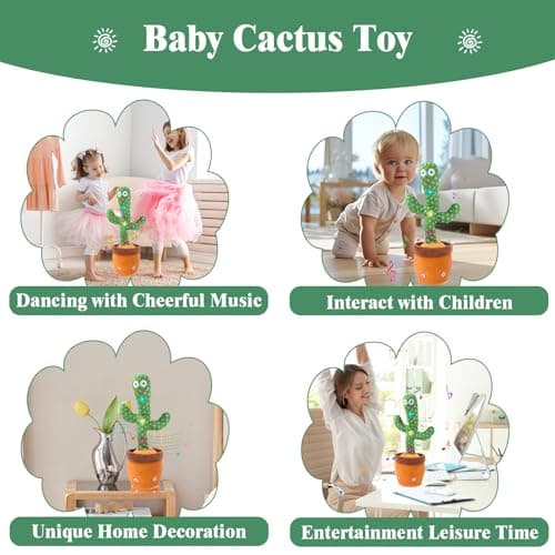 MIAODAM Dancing Cactus, Talking Cactus Baby Toy, Colorful Glowing Repeating Cactus Toy for Baby Toddler, Singing Cactus Toy 10 Pcs Songs Repeats What You Say for Baby Toy Gift Mimicking - Thumbnail 6