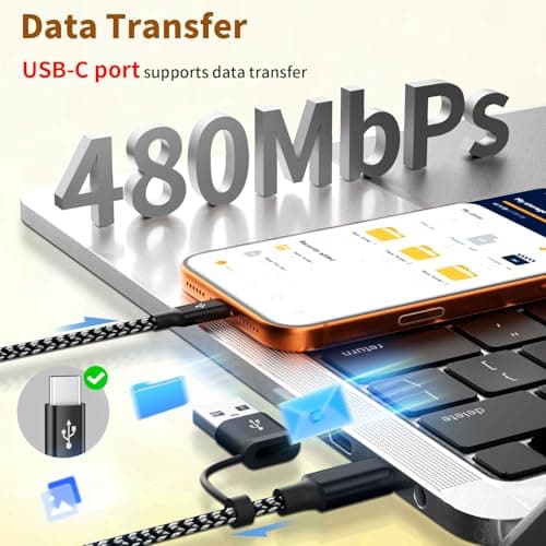 Travel 4 in 2 Multi Charging Cable, USB A/C Charging cords with Dual Type-C/Lightning/Micro USB, Universal iPhone Charger Cord for iPhone Series/Androids/Tablets, Multi Charger Cable (2Pack, 5FT) - Thumbnail 6