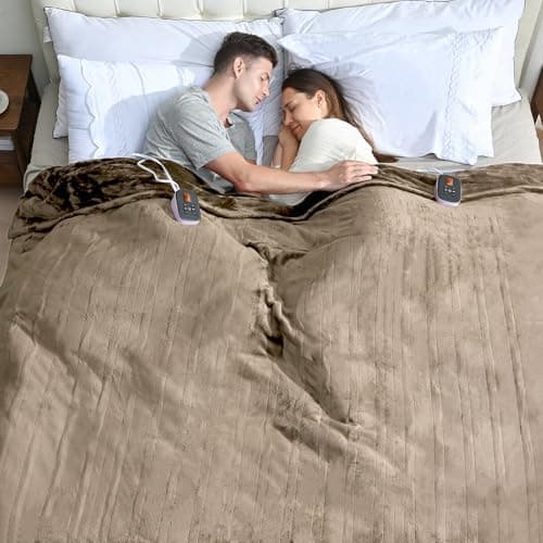 Fantico Electric Blanket Queen Size, Dual Control Heated Blankets (84"x90") 10 Heat Settings & 0.5-12H,Adjustable Timer, Cozy Velvet Reversible, Overheat Protection,ETL Certified, Machine Washable - Image 1