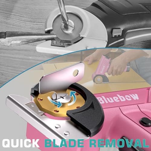 Cordless Electric Scissors, Rechargeable Cardboard Cutter with LED Light, 4-Speed Settings, Safety Lock, 2 Blades, USB-C Battery Powered Box Cutter for Carpet, Leather, Fabric, Packages, Pink - Thumbnail 5