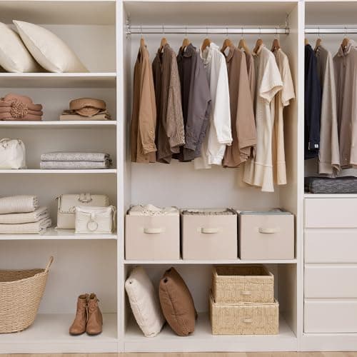 StorageWorks Storage Baskets for Shelves, Closet Organization and Storage Bins, Fabric Organizer Baskets for Clothes, Light Brown, 3-Pack, Extra Large - Thumbnail 2