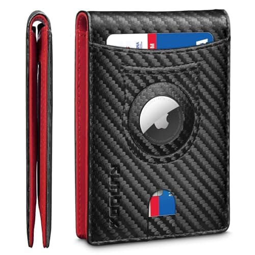 RUNBOX AirTag-Wallet-Mens-Slim-RFID Blocking Wallets Leather with Bill Compartment Air Tag Bifold Card Holder Wallet Gifts for Men Dad - Image 1