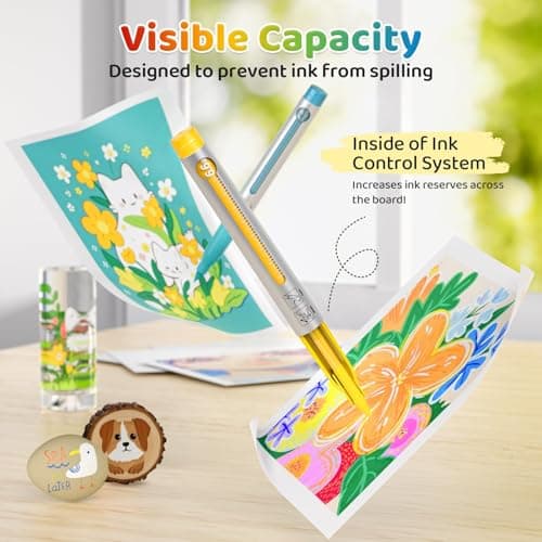 HOTU High Opacity Acrylic Paint Markers Brush Tip 36 Colors, Automatic Ink Control Acrylic Markers for Adults Coloring Book No bleeding, Paint Pens for Rock Painting Fabric Wood Eggs DIY Crafts - Thumbnail 4
