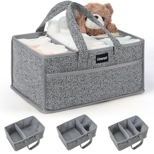 URMYWO Diaper Caddy Organizer - Portable Baby Diaper Caddy with Handle, Large Nursery Organizer Storage Basket for Newborn Essentials, Baby Registry Must Have Shower Gift for Home and Car Travel - Image 1