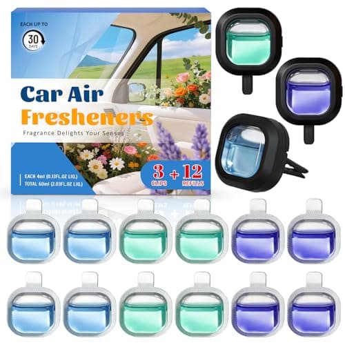 SCENTORINI Car Air Freshener Vent Clips, 3 Vent Clips &12 Refills, New Car, Lavender, Sea Breeze Scent, Auto Fresheners for Men Women, Long Lasting Automotive Air Fresheners for Car Odor Eliminator - Image 1