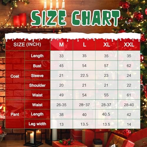 dgdgcool Christmas Green Costumes Adult, 8pcs Furry Santa Claus Costume for Men Funny Cosplay Santa Costume - Thumbnail 6
