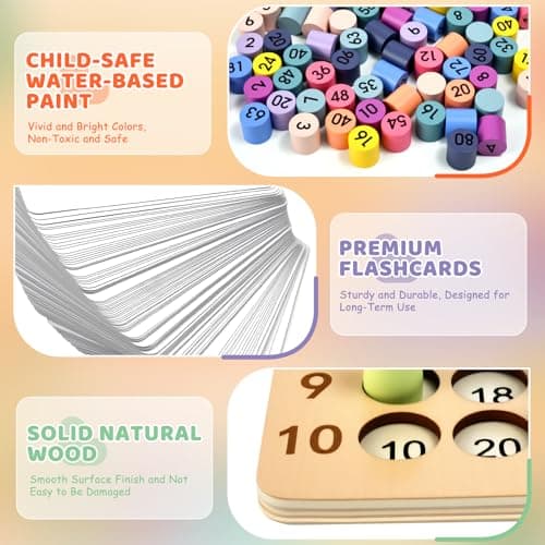 BUZIFU Wooden Montessori Multiplication Board Game: Math Educational Toys Multiplication Table Board Game Montessori Math Manipulatives Toys Toddlers Kids Multiplication Chart Game for Early Education - Thumbnail 2