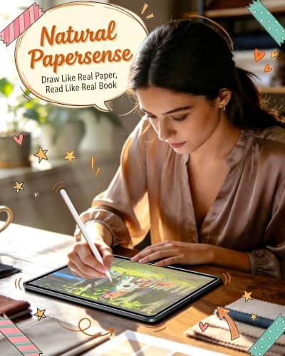 OMOTON PAPERSENSE 2 Pack Detachable Paper Screen Protector for iPad Pro 13 Inch M5/M4 (2025/2024), Reusable Matte PET Film for Drawing & Note-Taking, Anti-Glare, with 2 Pencil Tip Replacements - Thumbnail 6